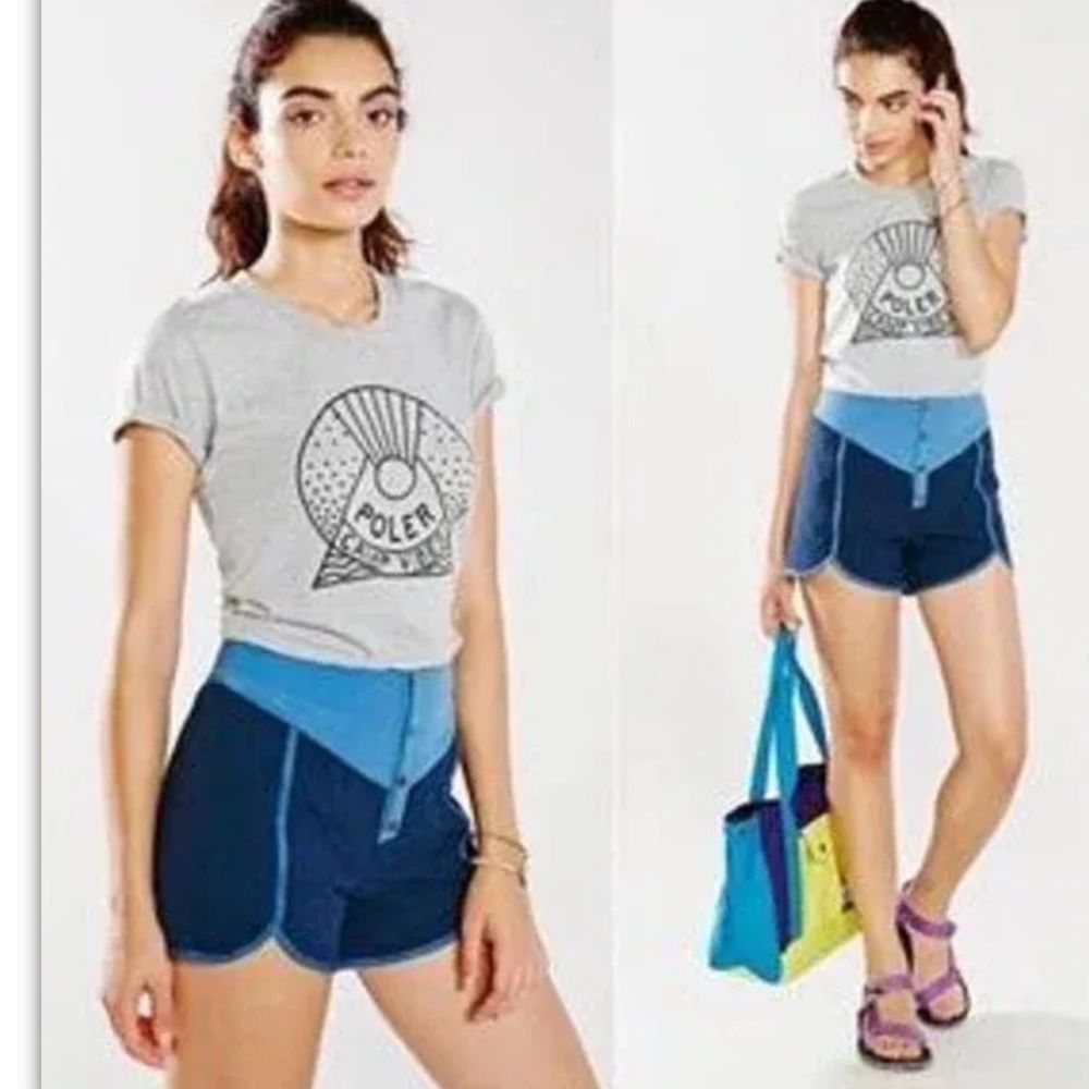 Without Walls Quilted High Rise Shorts in Blue Women's Size S